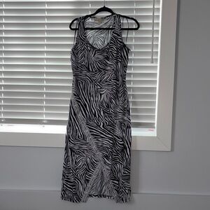 Michael Kors Black and White Zebra Midi Dress